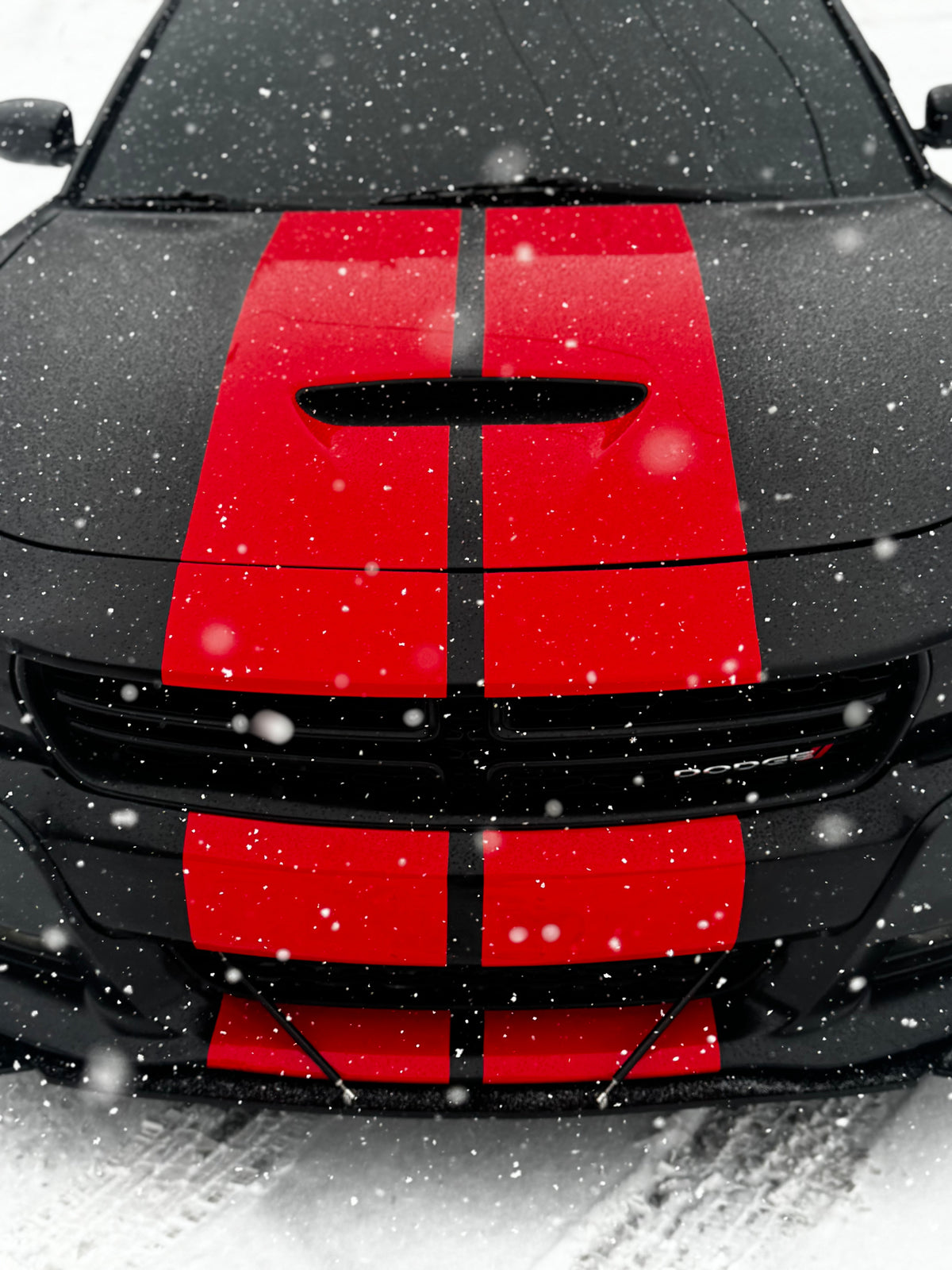 Dodge Charger - Avery Satin Black & Gloss Red Stripes